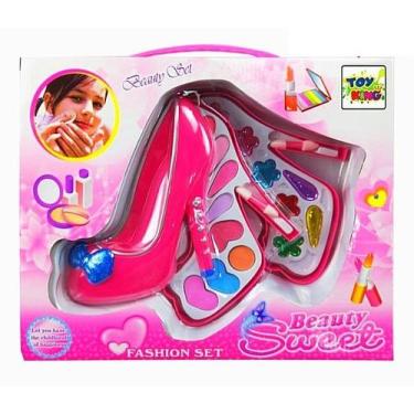Imagem de Kit Maquiagem Infantil Estojo Sapato Rosa Vários Acessórios. - Toy Kin