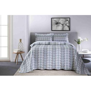 Imagem de Cobre Leito Colcha King Size Dupla Face Patchwork 150 Fios Corttex Vár