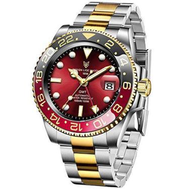 Imagem de Relógios masculinos de pulso mecânico automático LIGE, relógio GMT, mo