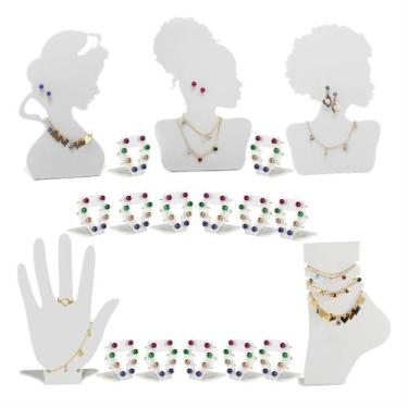 Imagem de Expositor Busto Brinco Colar Anel Relógio P/ Joia Kit 18un  - Acriliku