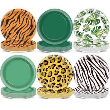 Imagem de 60Pcs Jungle Safari Party Paper Plates for Wild Animal Party Decorations 7In Zoo Animal Dessert Plates Disposable Tableware Dinnerware Set for Baby Shower Birthday Safari Themed Party Supplies
