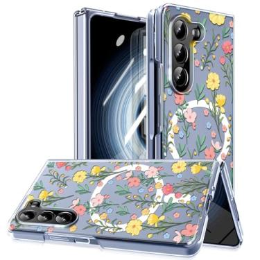 Imagem de MIDIIUGCT Capa magnética para Galaxy Z Fold6, círculo magnético integrado e carregamento sem fio, capa à prova de choque de grau militar para Z Fold 6 [flores e plantas] MMUS-CXDZ-05-12