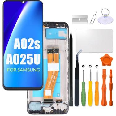 Imagem de Substituição para tela LCD Samsung Galaxy A02s com moldura para Samsung A025G A025U A025A A025V Tela sensível ao toque digitalizador Display LCD com kit de reparo (163 mm, não serve para A025F/A025M)