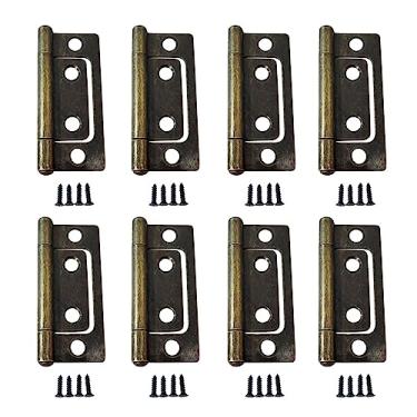 Imagem de QCAA Dobradiça de aço durável sem encaixe, para peito, caixa e móveis de armário vintage, 5 cm x 2,3 cm, latão antigo, pacote com 8, feito em Taiwan