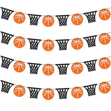 Imagem de Qyeahkj 2 peças decorações de basquete festa loucura marcha bandeira basquete guirlanda festa feltro decoração tema esporte slam dunk party para decoração de pano de fundo de aniversário