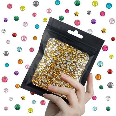 Imagem de CLRDIVA 3000 peças de strass de resina de fundo plano de ouro de 4 mm a granel pedras de gelatina cristais de costas planas sem hotfix pedras de atacado diamantes para artesanato copos rosto olho maquiagem unhas Bling DIY decoração