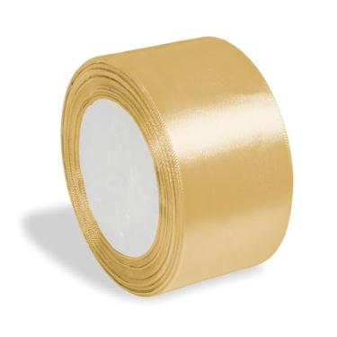 Imagem de Fita bege de 5 cm para artesanato fita de presente cetim bege sólido rolo de fita para embrulho de presente fita grossa para decoração de casamento laços de cabelo lembrancinha de festa chá de bebê