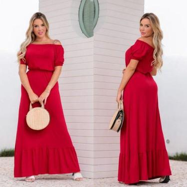 Imagem de Vestido Longo Festa Babado Ciganinha Ombro A Ombro - Luh May, P, Verme