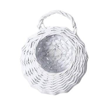 Imagem de Nishiyuenyi Suporte para Vasos de Plantas Suporte para Vasos de Plantas de Parede Armazenamento para Cesta de Flores Pendurada em Vime Suporte para Vasos, BRANCO, Tamanho real