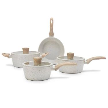 Imagem de Jogo De Panelas Indução 4 Peças Vanilla Em Alumínio E Revestimento Cerâmico Antiaderente Brinox