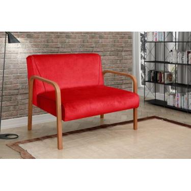 Imagem de Namoradeira Anita Sofá 2 Lugares Moderna Braço Madeira - BELLA DECOR