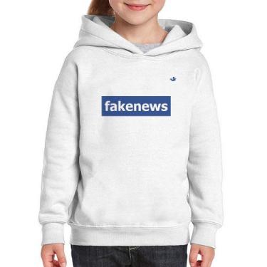 Imagem de Moletom Infantil fakenews - Foca na Moda, Branco, 8