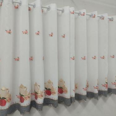 Imagem de Cortina Para Janela Bordada Voal Alto Padrão De Cozinha Copa Luxo 3,00