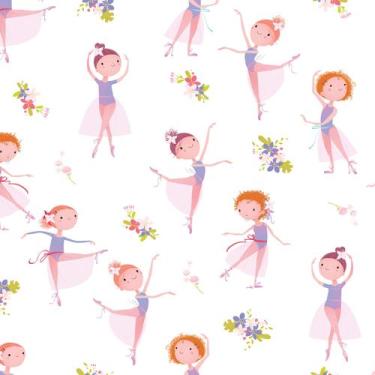 Imagem de Papel de Parede Bailarina e Flores Quarto de Menina 57x270cm - Quartin