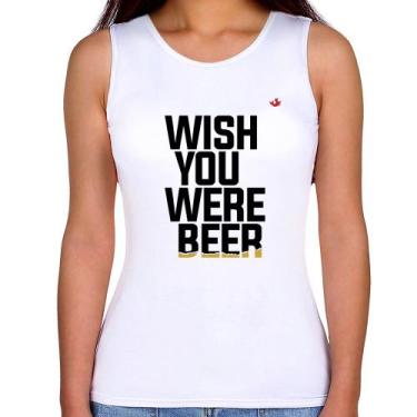 Imagem de Regata Feminina Wish you were beer - Foca na Moda, Branco, P