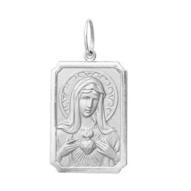 Imagem de Pingente Grande 2cm Modelo Retangular Santos Ouro Branco 18k ( 29 Sant