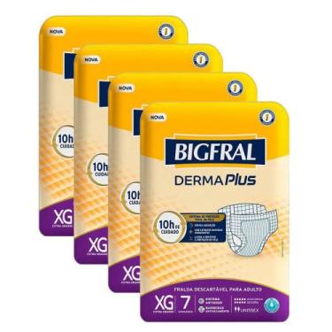 Imagem de Kit 4X 7 Tiras Fralda Geriátrica Bigfral Derma Plus Tamanho XG  Descar