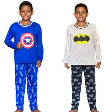 Imagem de Kit 2 Pijamas Longos Infantil Inverno Super Herói Desenho - Nannamia, 
