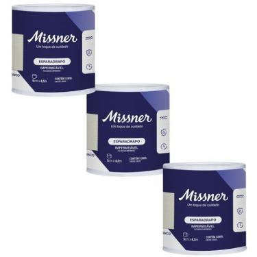 Imagem de Kit 3 Esparadrapo Impermeável Branco 5cm X 4,5m - Missner
