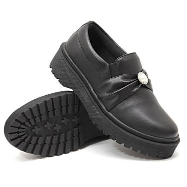 Imagem de Mocassim Feminino Oxford Flatform Detalhado - DK SHOES, Preto, 37