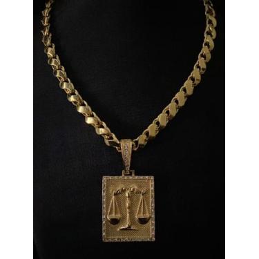 Imagem de Cordão friso s 8mm + pingente direito - banhado a ouro 18k - ToJoia18k