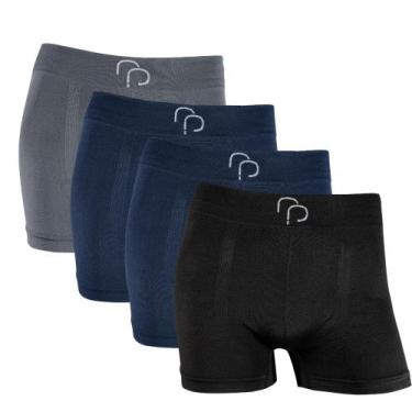 Imagem de Kit Cueca Boxer 04 Unidades Microfibra Sem Costura - RP, 1 preta, 2 az