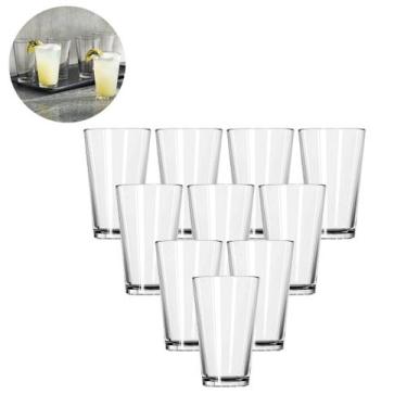 Imagem de Kit 10 Copos Londres 240ML Vidro Redondo Resistente Agua Suco - PRATIC