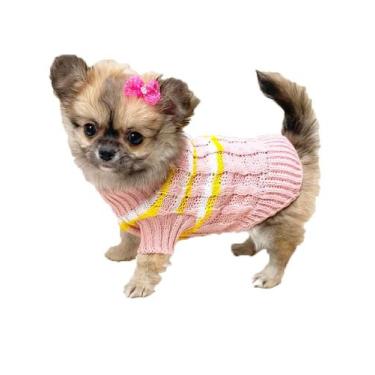 Imagem de Roupinha Pet Katlen Tricot Vestido Listra, Rosa, P