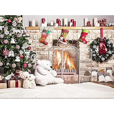 Imagem de CHAIYA 2,1x1,5 m Tema de Lareira de Natal Pano de Fundo de Fotografia de Natal Fundo de Festa de Natal Família Crianças Banner Decorações Cenários D184