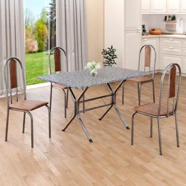 Imagem de Conjunto Sala de Jantar Mesa Retangular 100x60cm Tampo Granito Ocre 4 