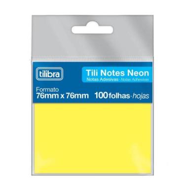 Imagem de Notas Adesivas Tili Notes Neon 7,6 x 7,6cm - Amarelo - Tilibra
