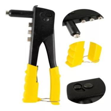 Imagem de Kit 3 Alicate Rebitador Rebitadeira Com 4 Bicos 40 Rebites - Importado