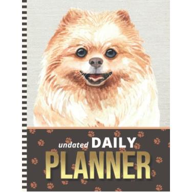 Imagem de Undated Daily Planner: 8.5x11 One Page Per Day Diary / 6AM to 7PM Hourly Schedule/With To Do List - Note Section/New Year's - Christmas Gift/Red Pomeranian - Dog Watercolor Art