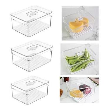 Imagem de Organizadores De Geladeira Potes Porta Queijo Legumes Kit 3 - OU