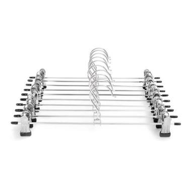 Imagem de Kit 20 Cabides Presilhas Metal Cromado Calças Saia Bermuda Vestido - T