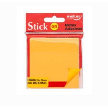 Imagem de BLOCO DE NOTAS ADESIVAS NEON 76 mm x 76 mm - Laranja - Molin