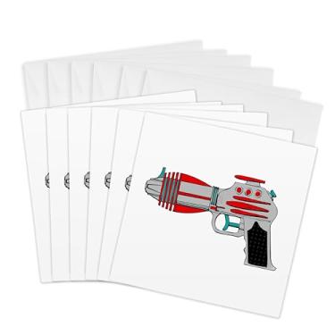 Imagem de 3dRose Cartões comemorativos, 15 x 15 cm, pacote com 6, pistola laser (gc_16476_1)