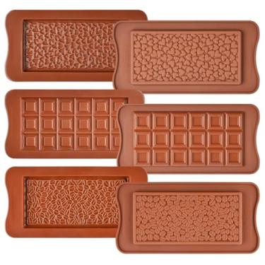 Imagem de Fimary Moldes de barra de chocolate - silicone, antiaderente, pistache e chocolate ao leite - 2 de cada - conjunto de 6
