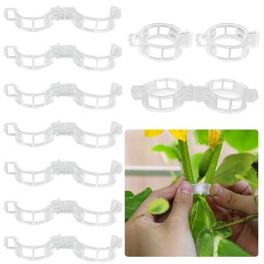 Imagem de LuckyOpt 100 peças de clipes de suporte de plantas, clipes de tomate PP transparentes reutilizáveis para plantas trepadeiras, clipes de jardim de mudas para suporte fácil de usar e desbloquear, clipes