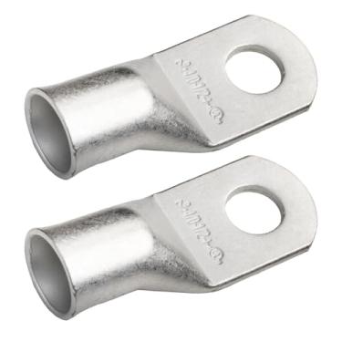 Imagem de SELTERM 4/0 AWG (GG) pino de 1,27 cm (2 peças) sulcos de fio de grau marítimo UL, extremidades do cabo de bateria, ilhós de cobre estanhado, conectores de terminal de anel tubular [B102]