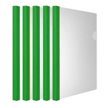 Imagem de Capa de relatório de barra deslizante de pasta de plástico transparente (com barra deslizante mais espessa, capacidade de 90 folhas), pasta organizadora de arquivos de apresentação de reinício transparente para papel tamanho A4, 5 cores, Solid-green, 10 pcs