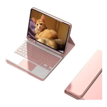 Imagem de Capa Para Tablet Com Teclado Bluetooth Para Samsung Tab S7 Plus/S7 FE/S8 Plus 12,4 Polegadas (Rosa, Teclado de toque)