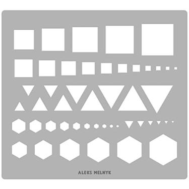 Imagem de Aleks Melnyk Modelo de triângulo de metal nº 207, estêncil quadrado, mestre de triângulo, ferramenta hexagonal de arte, modelo de desenho isométrico, lapidário, cabochão, régua geométrica, modelos de