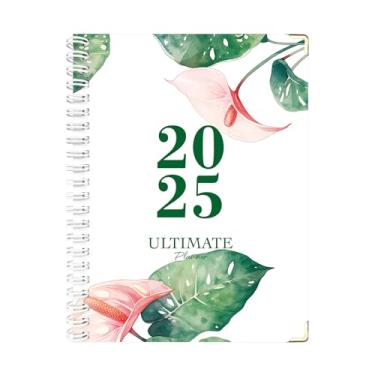 Imagem de Agenda 2025 – Agenda semanal e mensal A4 para atingir metas 21,6 cm x 28 cm, encadernação em espiral, etiquetas mensais, ideal para material de escritório escolar, antúrio