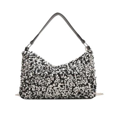 Imagem de HWOLPEMS Bolsas clutch noturnas para mulheres, bolsa de lantejoulas brilhantes, bolsa de mão com glitter, bolsa de noite para mulheres, formal, casamento, Prata