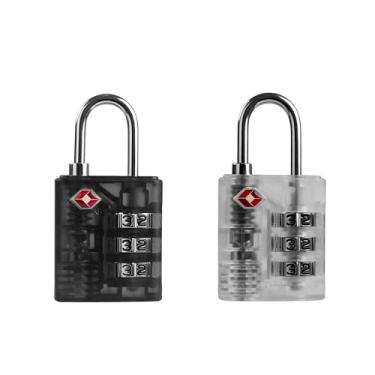 Imagem de UP Security Cadeado TSA para bagagem, cadeado de combinação durável de 4 dígitos com indicador de alerta, seguro para malas, mochilas, armários de academia (preto + branco)