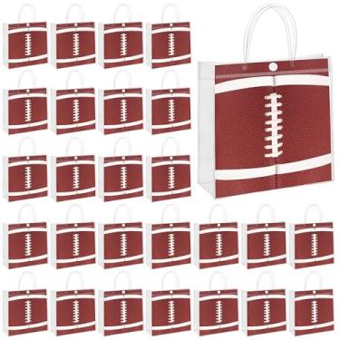 Imagem de MIMIND 30 peças de sacos de presente de PVC transparente de futebol com alças bolsa de petisco transparente de futebol com tema esportivo, 20 x 20 x 8 cm, sacolas para presente para lembrancinhas de