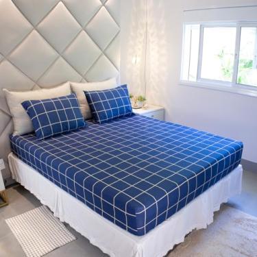 Imagem de Jogo de Lençol Cama Casal Pérola Estampado 3 Peças COZZILAR 100% Algodão com Elástico e Toque Macio (Modelo 13)