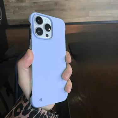 Imagem de Capa rígida ultrafina sem moldura para PC para iPhone 15 14 13 12 MINI 11 Pro Max XR XS X 8 7 Plus SE Slim Cooling Candy, azul celeste, para iPhone 14plus