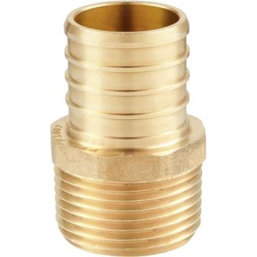 Imagem de (Pacote com 10) EFIELD Pex 2,5 cm x 3/10.2 cm Macho NPT Adaptador Latão Barb Crimp Fittings, ASTM F1807
